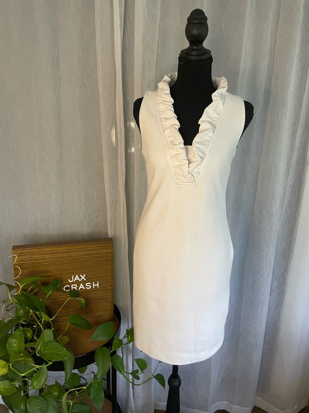Lilly Pulitzer White Ruffle V-Neck Mini Dress